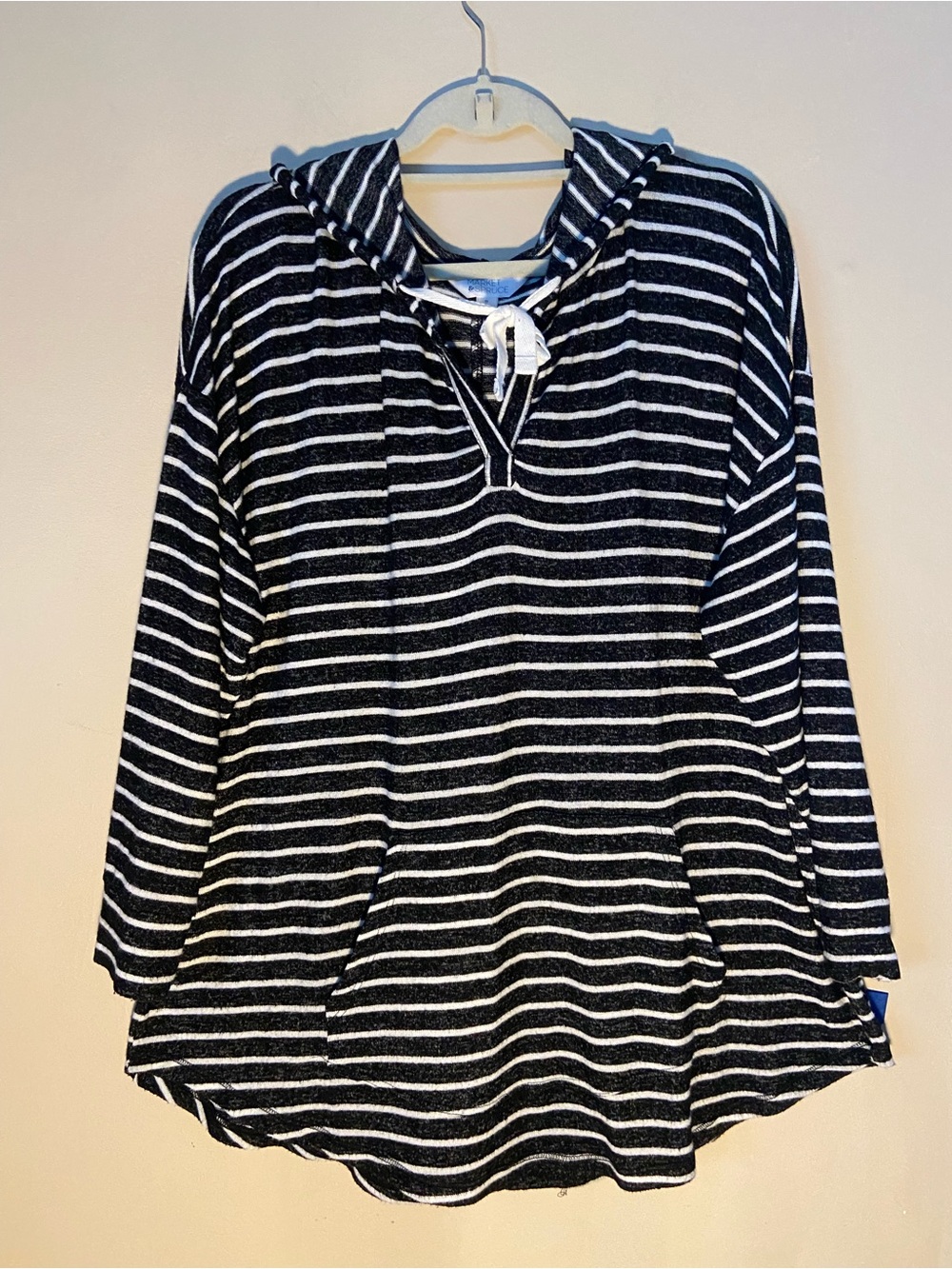 Market & Spruce Striped Lightweight Knit Pullover Hoodie